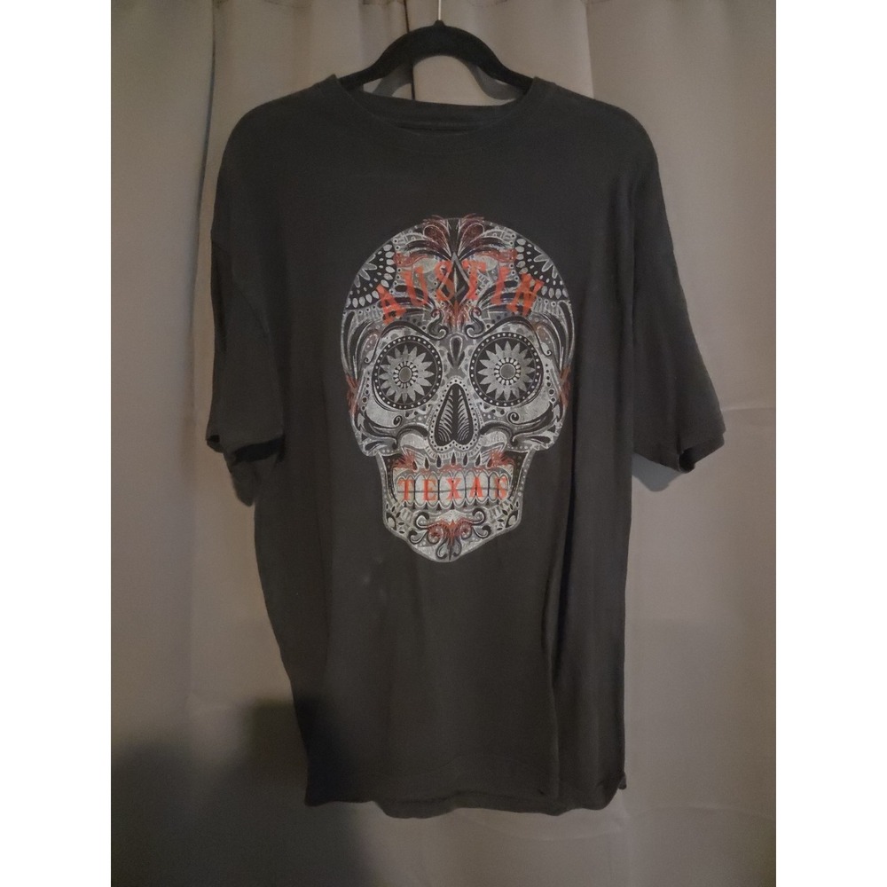 The Duck Company Austin Texas Sugar Skull Graphic T-Shirt, Men's XL, Faded Black